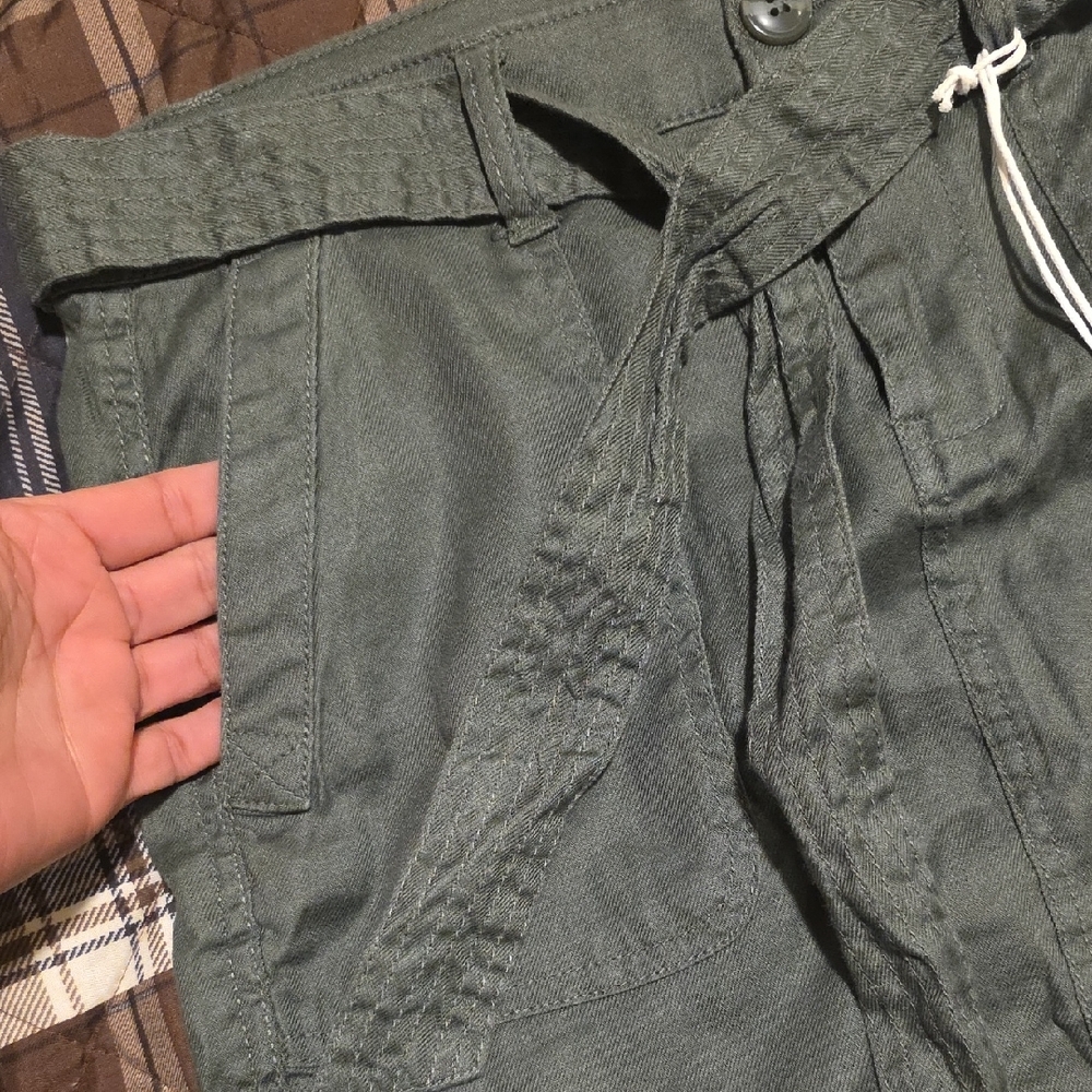 Liverpool Olive Belted Skirt - Picture 4 of 11